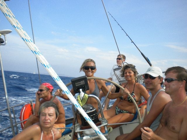 Having fun on the boat